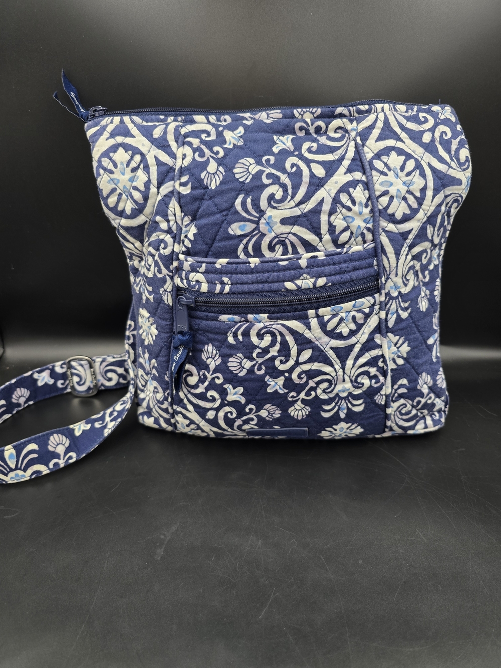Vera Bradley Navy and White Quilted Floral Crossbody